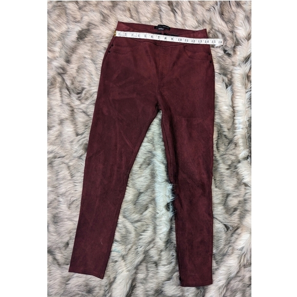 Sanctuary x Anthropologie Grease Ponte Suede Look Leggings in Burgundy Size M - Picture 3 of 9